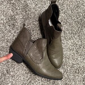 Easy Street Olive Ankle Booties